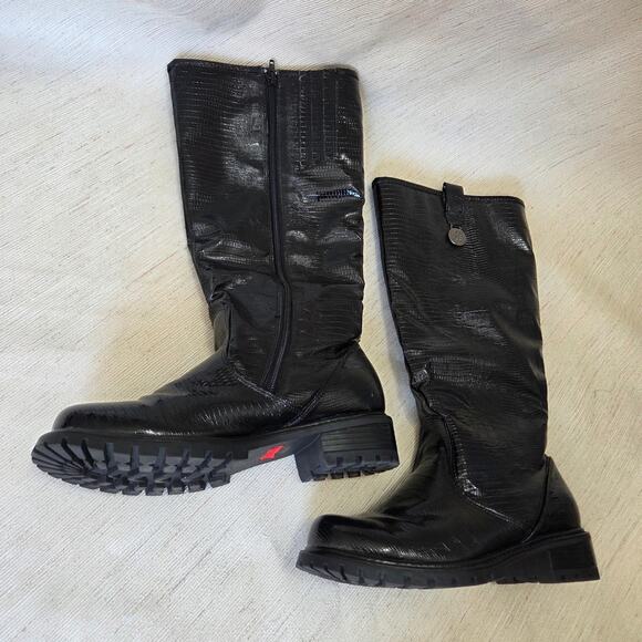 Khombu Black Calf High Zip Up Boots Woman's Size 9M Style-SNAKE-PU - Picture 4 of 7